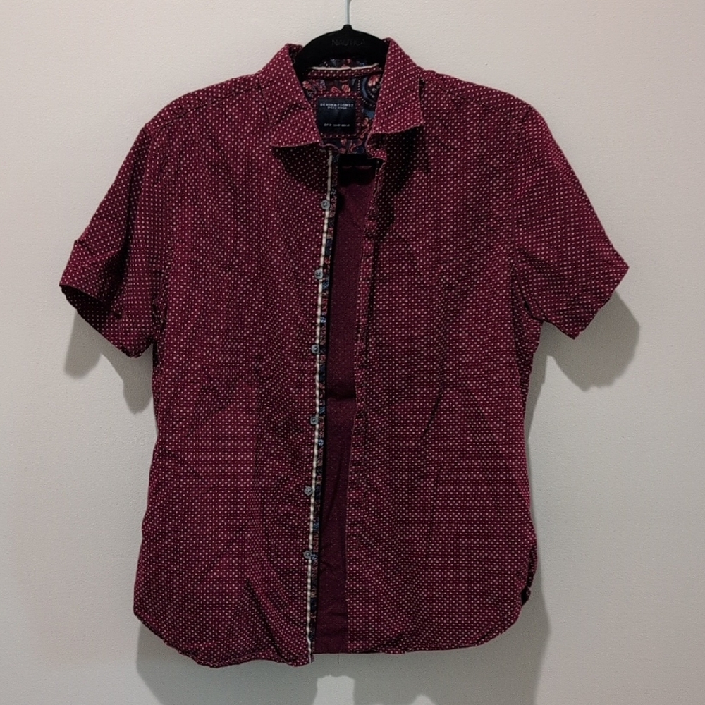Denim & Flower Maroon Patterned Short Sleeve Shirt